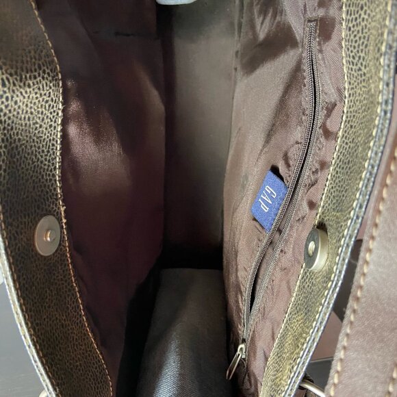 GAP Genuine Leather Pebbled Tote Bag – Chocolate Brown - Picture 5 of 6